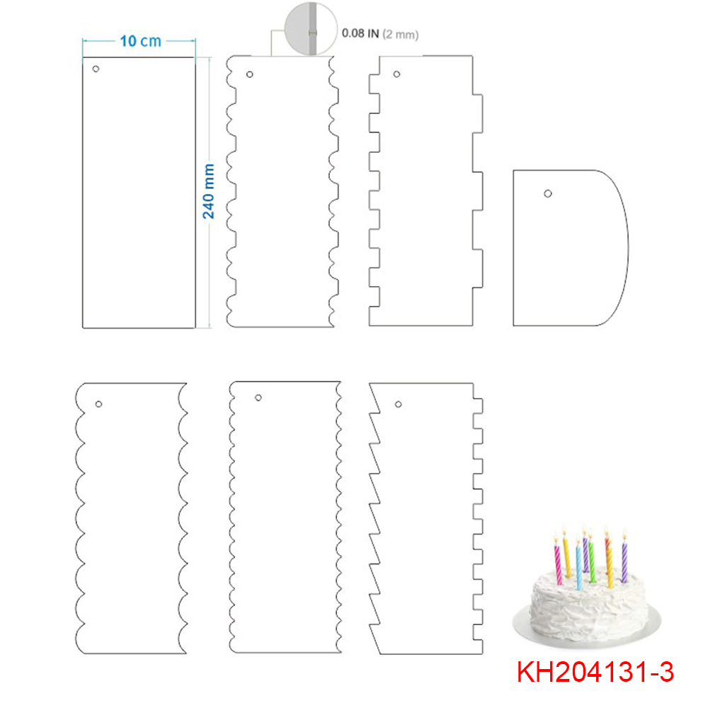Raspador de pastel acrílico transparente herramienta de suavizado traje de pastel borde de la raya glaseado traje de raspador de pastel lateral