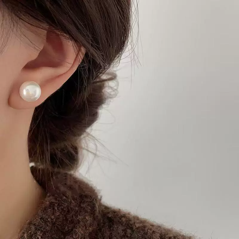 Earrings Silver 925 pearl double‑sided studs with tassel style, light luxury, pearls 8–16 mm