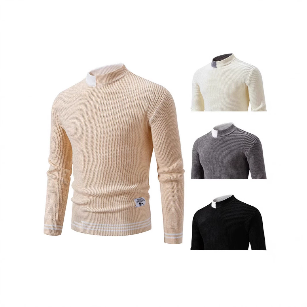 2024 Трансграничные Амазонка Мужская Половина Водолазка Цветной свитер Свитер Свитер Молодежный Повседневный Нижняя Свитер Мужской