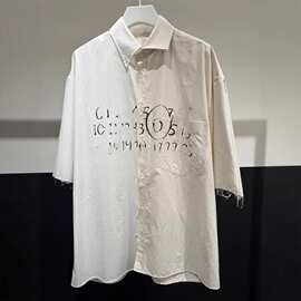 正确版本现货高品质MM家新款数字印花撞色衬衫OS宽松版型男女同款