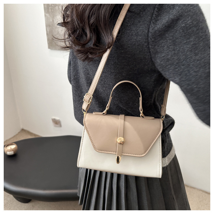 Women's Small Pu Leather Color Block Classic Style Square Magnetic Buckle Crossbody bag BAX display picture 9