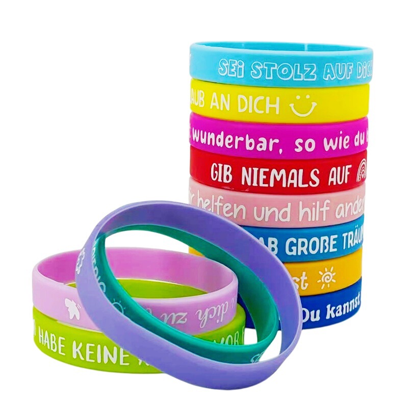 Silicone Wristbands Wholesale Wristbands with German Motivational Phrases Single-Color Printing Inspirational Text for Overseas Use Stable Inventory