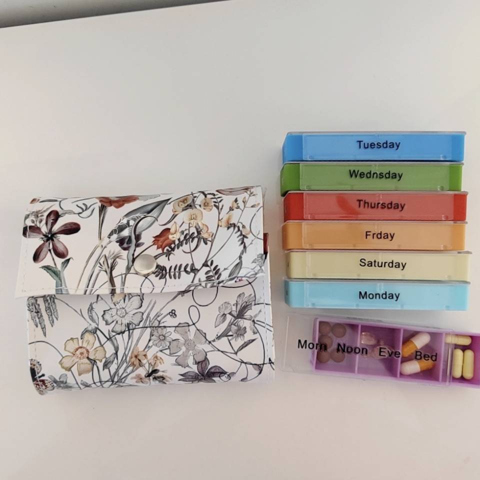 药品收纳盒7天改款皮包皮革分药盒便携迷你药品收纳分装彩色药盒