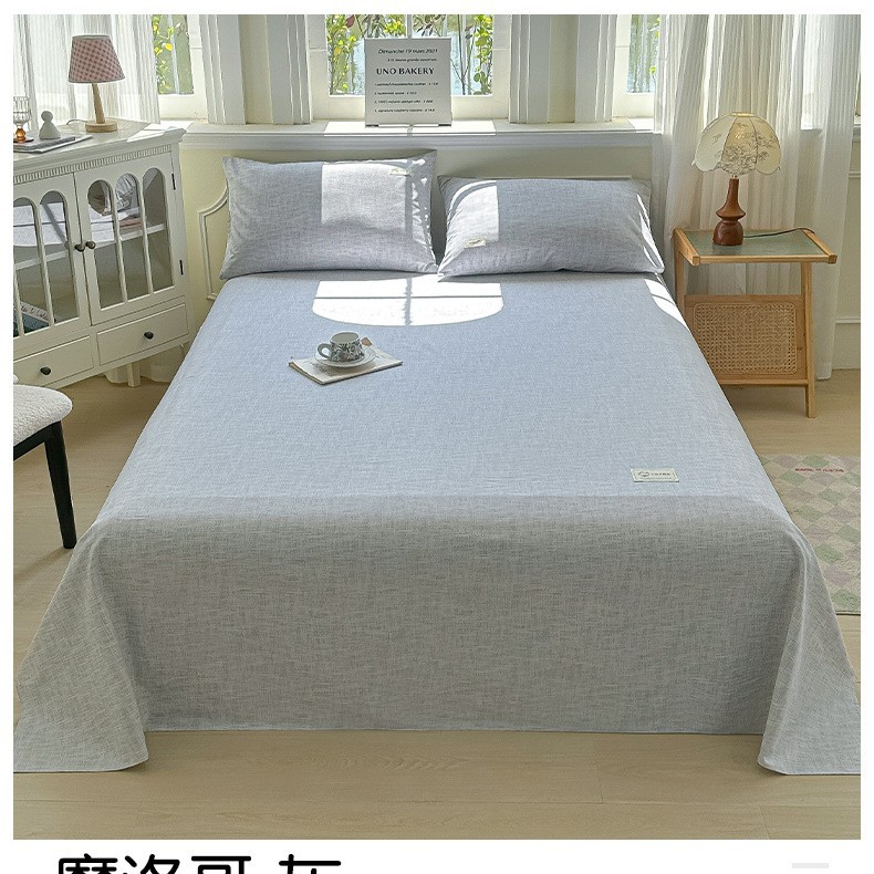 Verano 100 sábanas de tela gruesa vieja de algodón de una sola pieza de algodón algodón lino dormitorio estera edredón funda de almohada simple juego de tres piezas