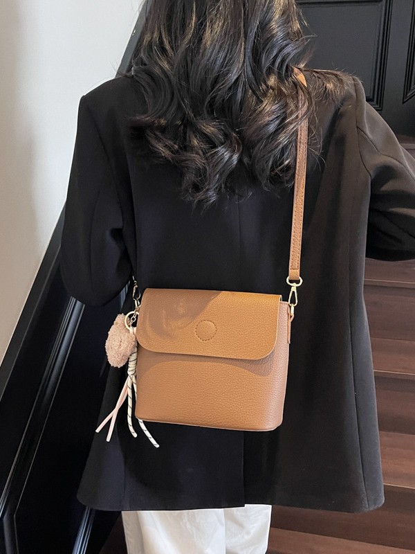 Bolso de balde para mujeres 2025 nuevo cross-border lichi estampado bolso de hombro de textura alta ancha doble correa de hombro mochila