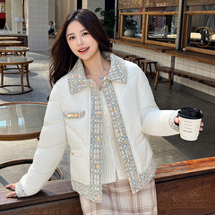 小香风羽绒棉服女2025新款气质宽松彩边撞色短款棉衣保暖冬装外套