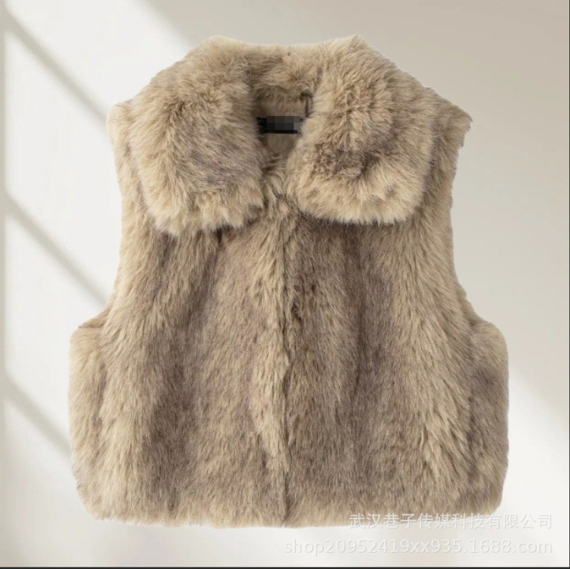 Cross-Border Amazon Hot-Selling Wholesale 2025 Autumn and Winter New European and American Style Fashionable Faux Fur Vest