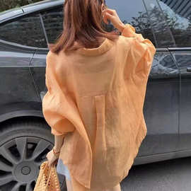 淡人高知穿搭棉麻防晒衬衫薄外套女2026别致很仙的上衣中长款衬衣