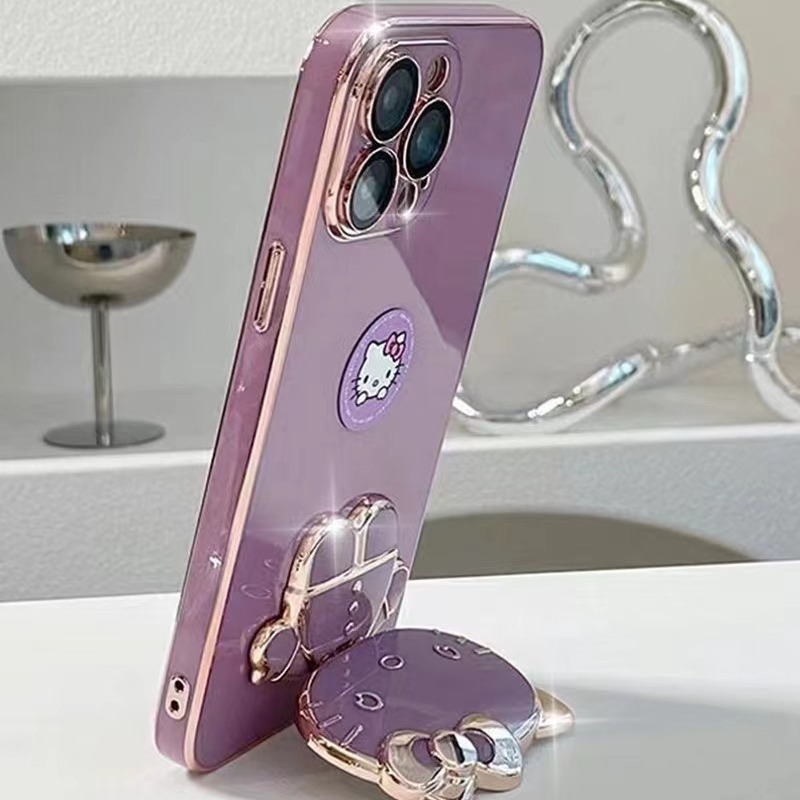 Caso de teléfono móvil universal soporte de succión magnética KT gato maquillaje espejo espalda tipo perezoso soporte conveniente y rápido soporte creativo