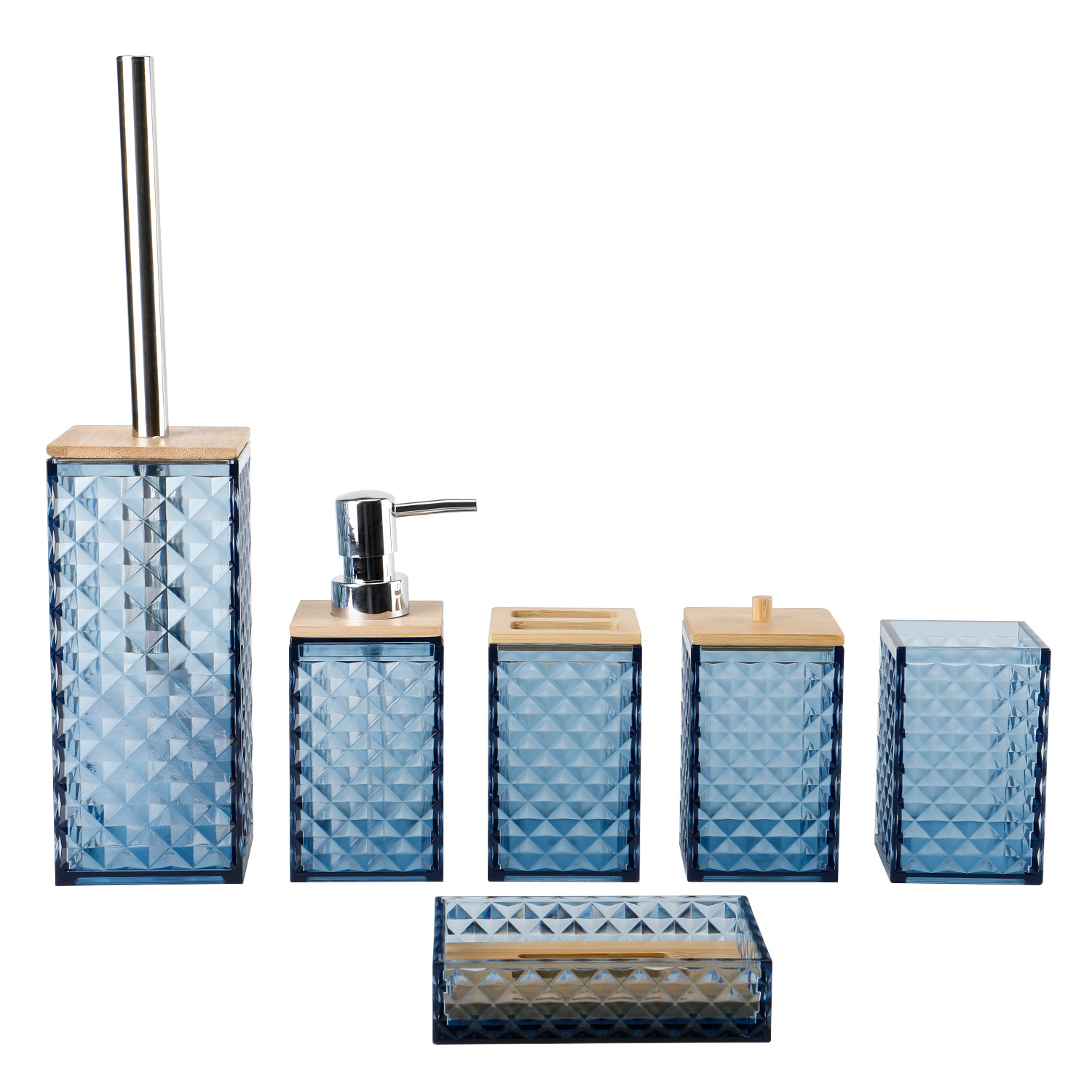 5002-6 Cubierta de bambú de seis piezas - azul oscuro