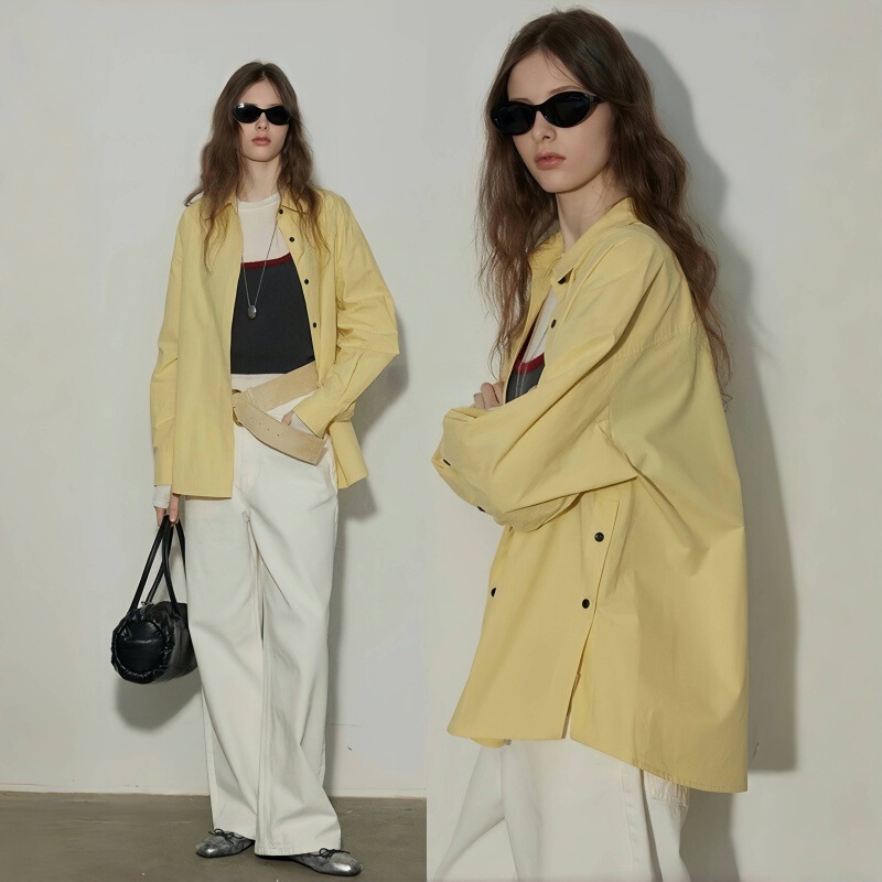 Loose Button Design Sense White Shirt Women's Spring and Autumn New Fashion All-match Casual Shirt Top