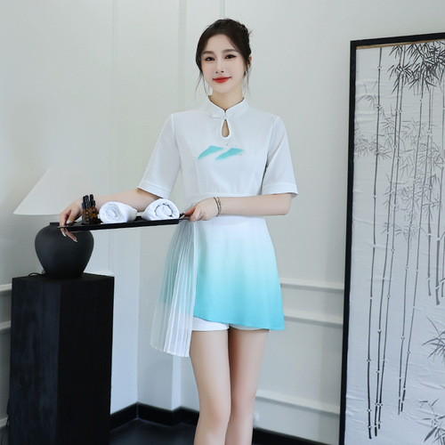  new summer pedicure technician work clothes women's quality foot bath health spa club culottes temperament suit