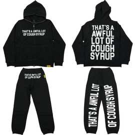 THAT'S A AWFUL LOT OF COUGH SYRUP HOODIE黑白字母烫钻拉链卫衣