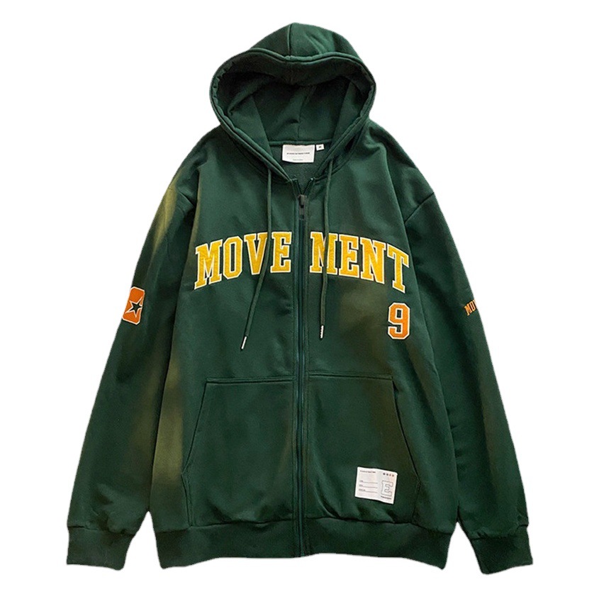 Sudadera de estilo europeo para mujer, estilo americano de principios de otoño, top holgado y ligero, chaqueta tipo cárdigan con capucha y cremallera.