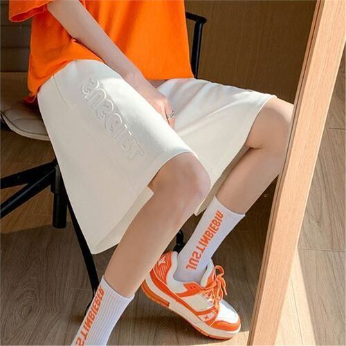 Trendy Instagram Summer Ice Silk Athletic Shorts for Kids and Youth, High Street BF Style, High-Waisted Relaxed Wide-Leg Five-Finger Outerwear