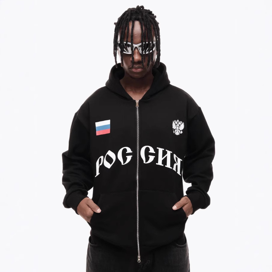 Amazon comercio exterior para la marca de invierno y otoño de alta calidad impresión de letras retrógrada camisetas masculinas con chaqueta encapuchada