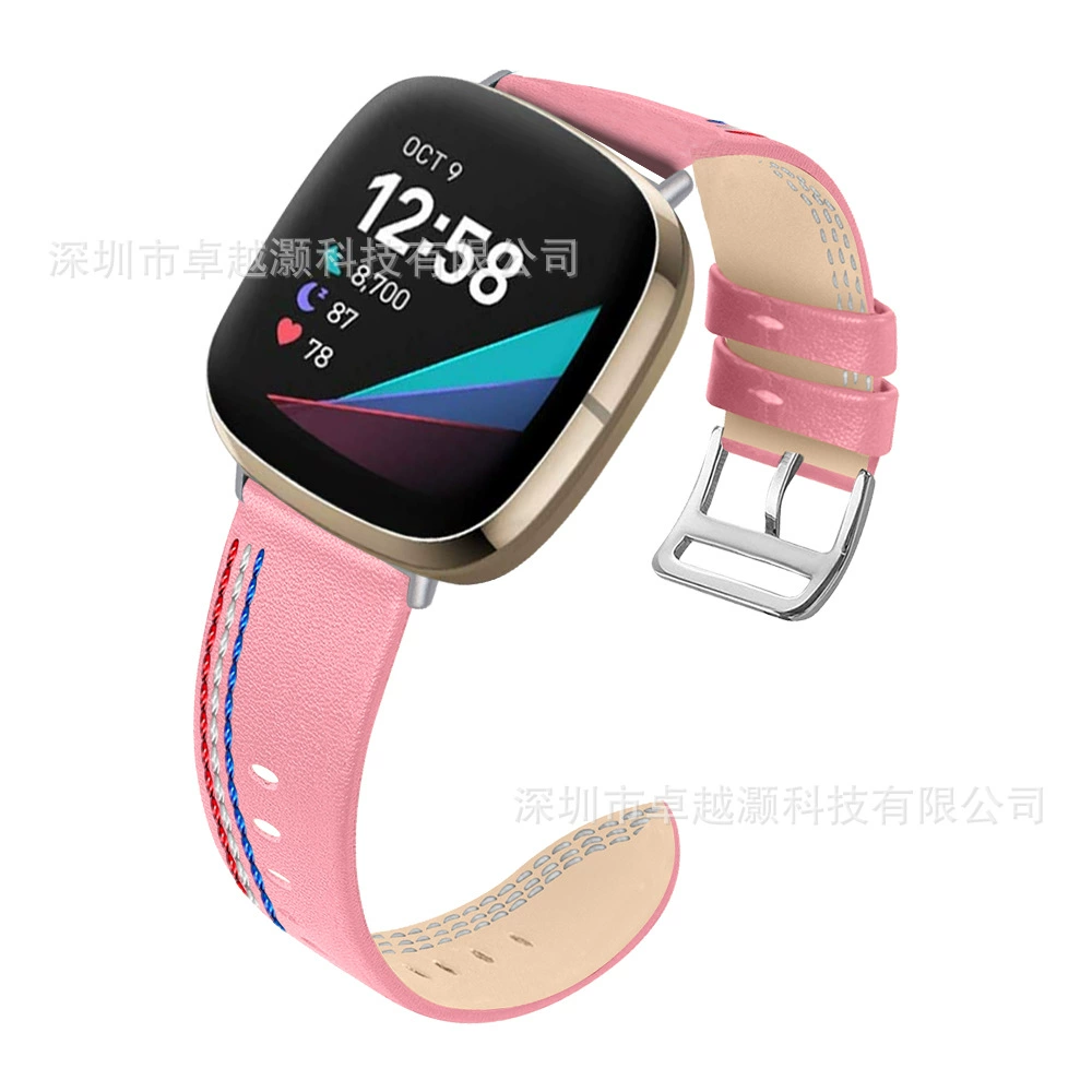 Подходит для Fitbitversa3/SENSE Общий умный терминал Коровья кожа Новая Трехлинейная кожа Тибетский ремень