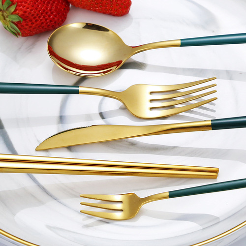 Cross-border 304 stainless steel tableware Portuguese knife and fork Western food tableware set steak knife fork spoon chopsticks wholesale