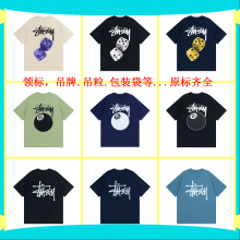 原标2026斯图西新款潮牌T恤stu经典巡游涂鸦字母男女款棉短袖黑8