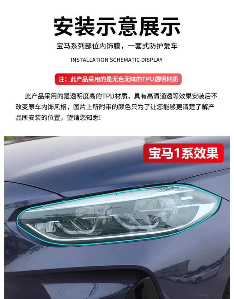 Headlight Film for BMW 1 2 3 4 5 6 7 Series X1 X3 X4 X5 X6 X7