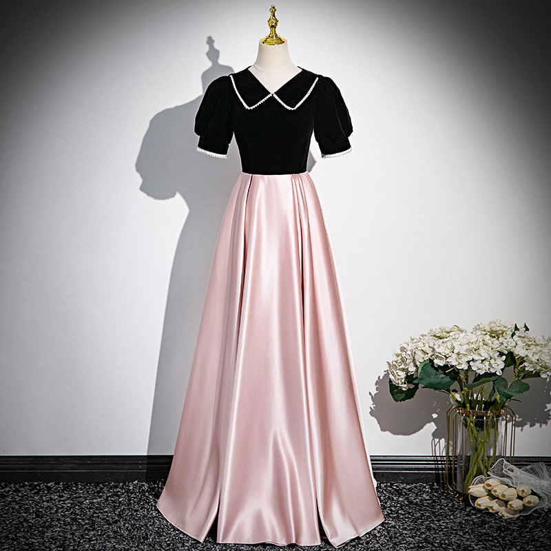 Vestido de noche vestido de lujo ligero nicho francés de alto nivel rosa 2026 nuevo vestido de espectáculo anfitrión solo