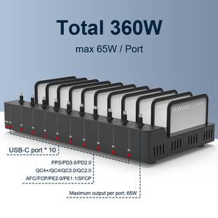 10 Port USB-C  Charging Station with 65w Type-C USB C Chargi
