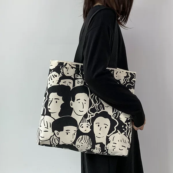 2026 New Model European-Style Ins Lazy Style Large Capacity Canvas Bag for Women, Single Shoulder Student Literary Simple Shopping Bag