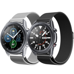 18/20/22mm米蘭尼斯錶帶適用華為三星手錶不鏽鋼磁吸平頭金屬錶帶