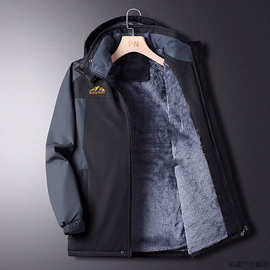 冲锋衣男加绒水寒冬季大码服衣印字