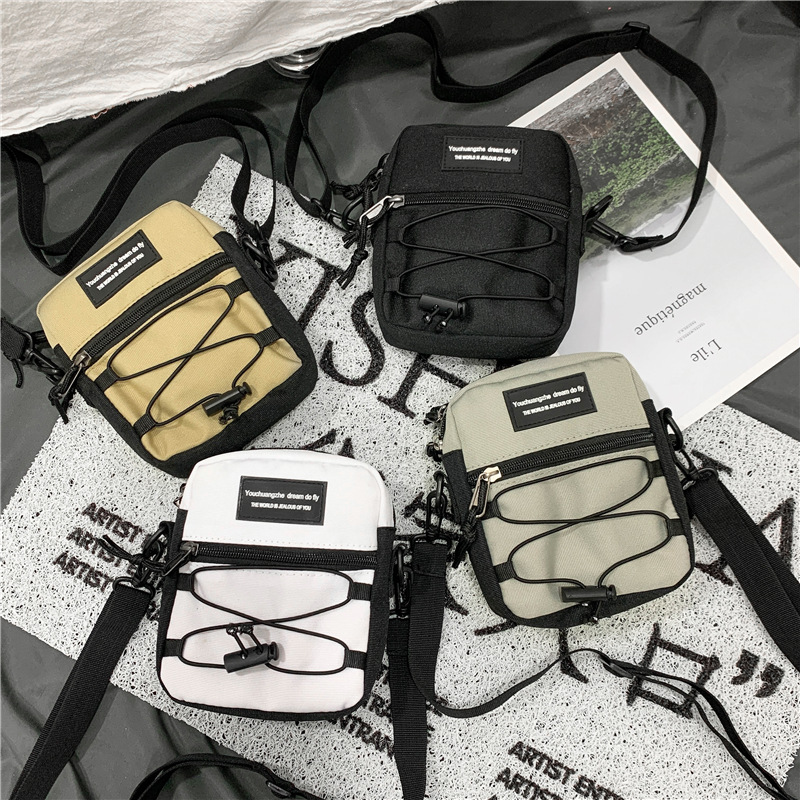 67g Weight Zipper Closure Type Single Shoulder Strap Strap Type Crossbody Bag Bags Type Nylon Material Letter Pattern Streetwear Style Square Shape Khaki, Light Grey, White, Black Color Small Size Small Nylon Letter Streetwear Square Zipper Crossbody Bag 88