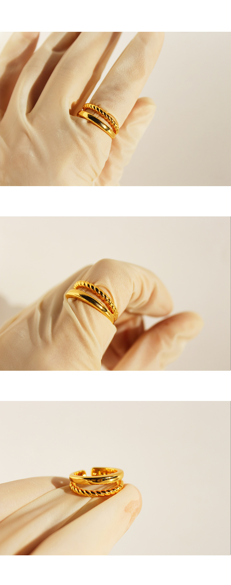 Retro Geometric Brass Plating Open Ring 1 Piece