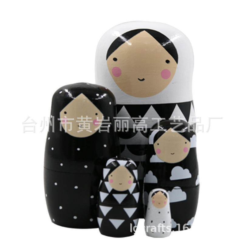 Russian Matryoshka Kidsren's Learning Toys 5-Piece Wooden Christmas Birthday Gift Matryoshka Doll