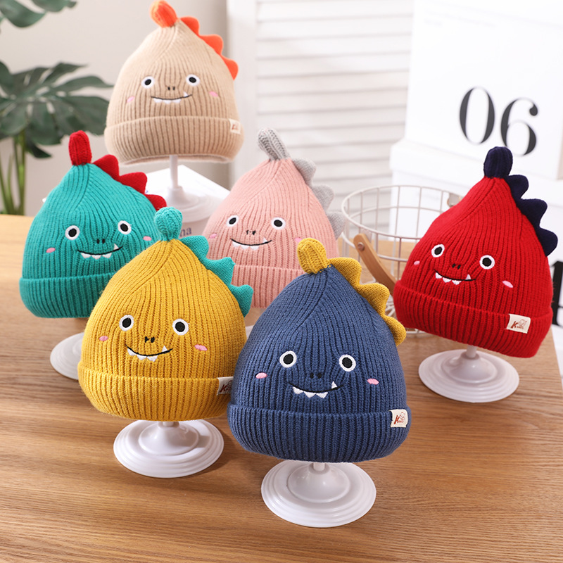 Fashion Cartoon Dinosaur Woolen Hat Warmth Thick Knitted Hat display picture 1