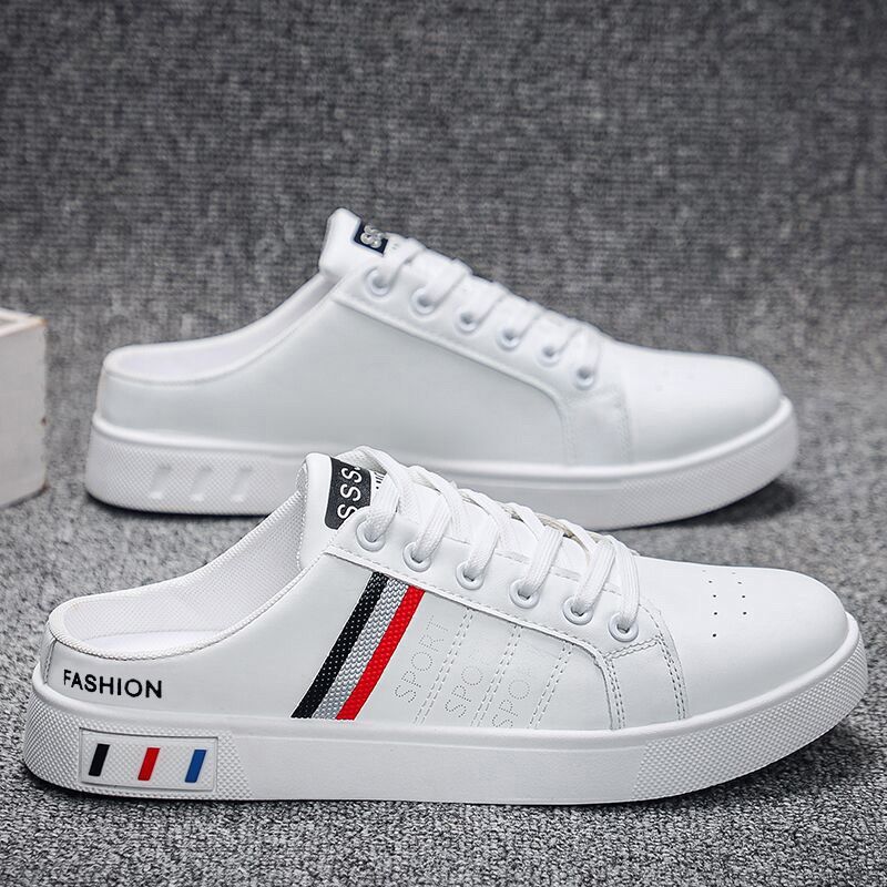Summer Men's Casual Board Shoes Breathable Half-Tow White Shoes plus size No Heeled Slip-on Trendy Shoes Student Daily Shoes Summer Men's Casual Board Shoes Breathable Half-Tow White Shoes plus size No Heeled Slip-on Trendy Shoes Student Daily Shoes