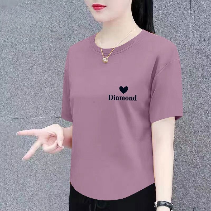 Sports Short-sleeved T-shirt Women's Summer New Korean-style All-match Loose plus size Women's Belly Covering Top T-shirt