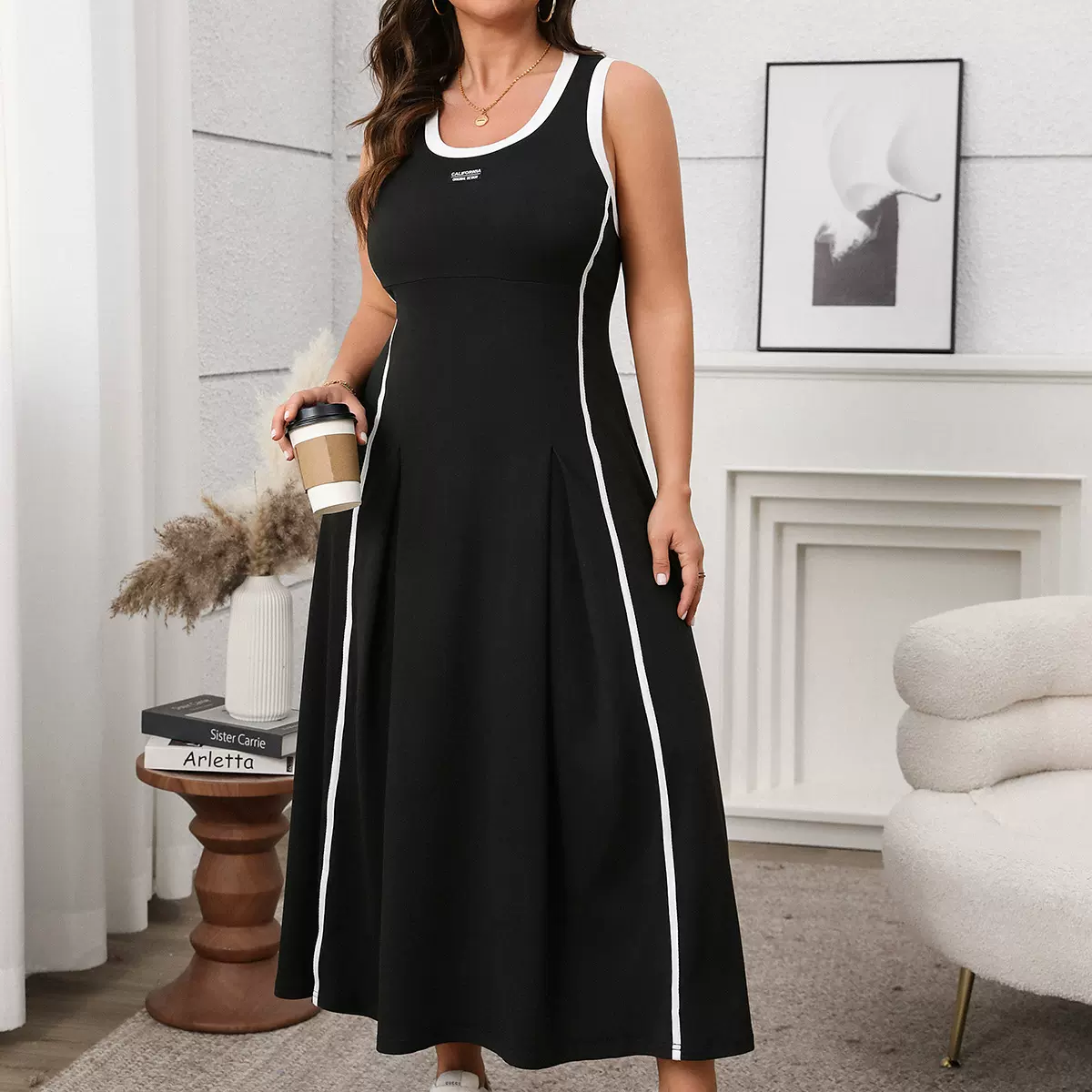 跨境欧美女装长裙亚马逊2025春夏外贸气质优雅吊带收腰休闲连衣裙