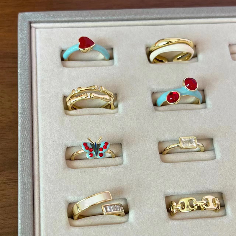 Colorful Adjustable Enamel Butterfly Ring For Women Designer Ring_voghion.com