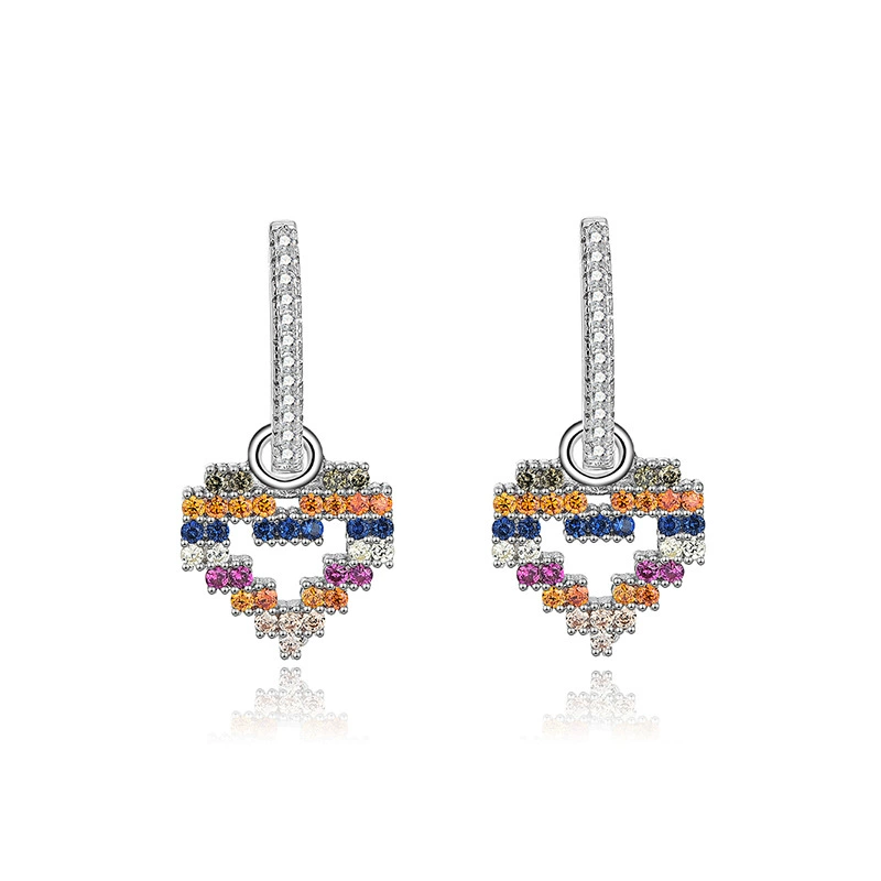 Earrings heart shaped, high quality accessory, silver 925 sample, bright catchy style
