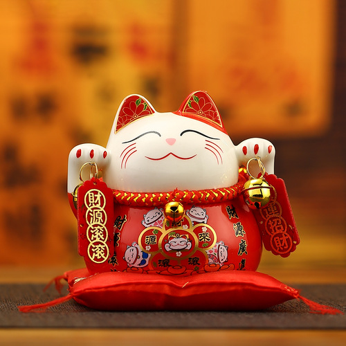 Money Cat Figurine Small Cute Ceramic Piggy Bank Creative Desk Home Decor Business Opening Gift
