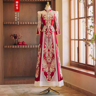 Chouge Xiuhe Dress Wedding Dress 2024 New Dragon and Phoenix Jacket Chinese Bride Wedding Dress Toast High-end Heavy Industry Phoenix Crown