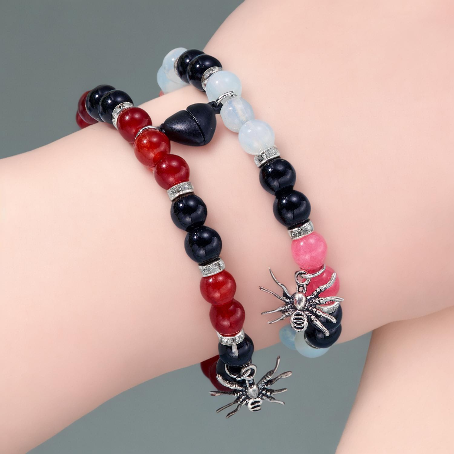 Joyería de Halloween transfronteriza Venta caliente araña amor succión magnética pareja elástica pulsera joyería
