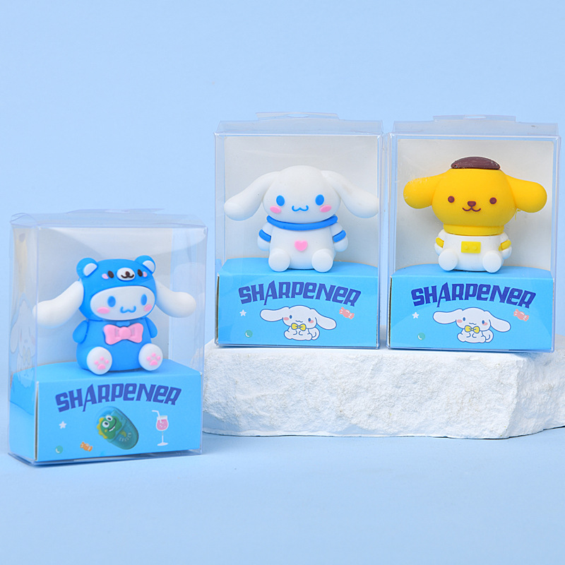Creativa adorable perro de dibujos animados estudiantes bolígrafo afilador lápiz bolígrafo estudiantes de primaria y secundaria papelería premios al por mayor