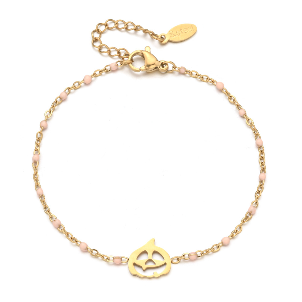 13g Weight Bracelets Classification 1 Piece Quantity Party, Festival Occasion Stainless Steel Material Halloween Festival Pumpkin Pattern Women's Gender Plating, Hollow Out Design Cool Style Style Cool Style Pumpkin Stainless Steel Bracelets In Bulk Stainless Steel Bracelets Halloween 4