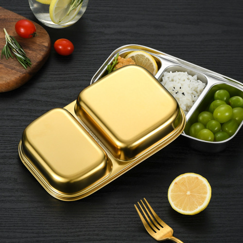 304 stainless steel divided plate, school canteen divided plate, household tableware, deepened and thickened plate, children's rice plate