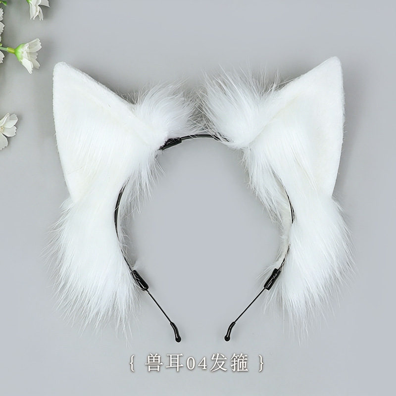 Diadema con orejas de zorro, accesorios para el cabello con orejas de animales simuladas, disfraz de cosplay, tocado hecho a mano, diadema con orejas de gato de peluche para mujer.