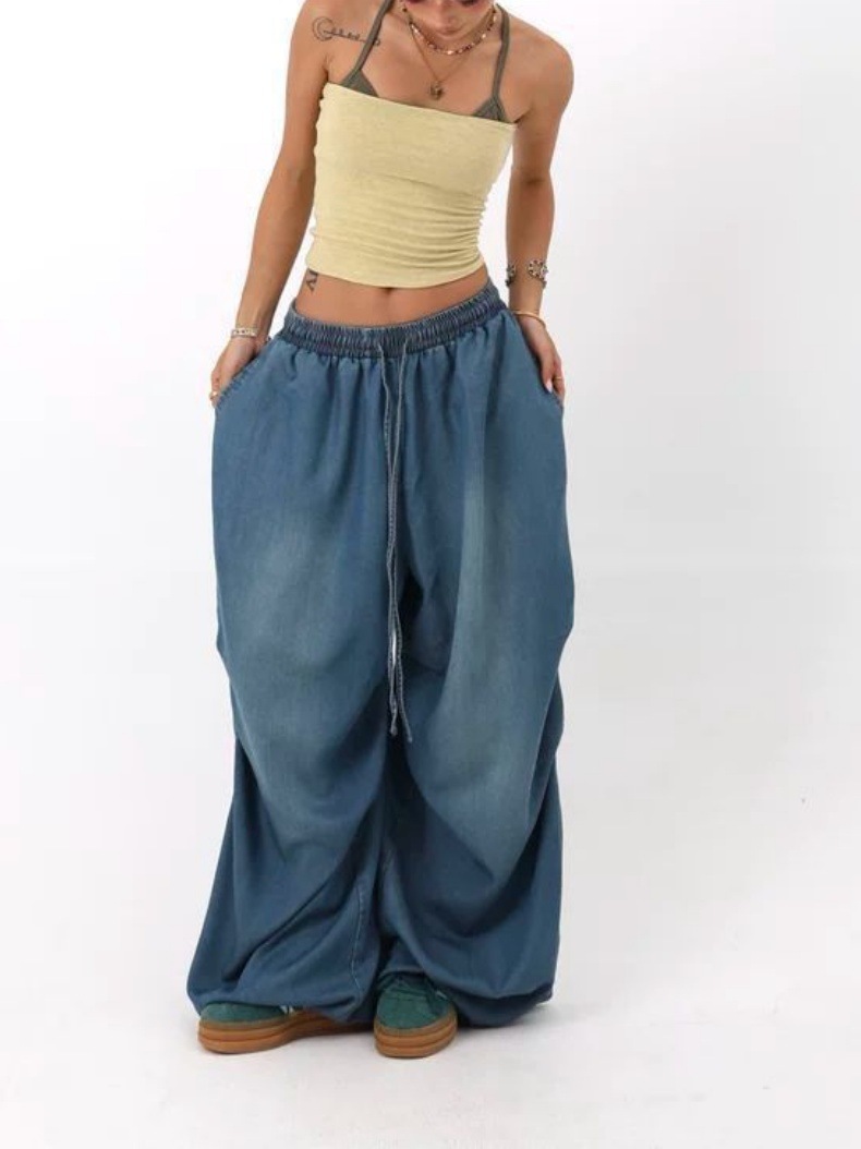 Cross-Border European And Versatile Jeans For Women 2025 American Retro High Street Wide-Leg Loose Long Pants Trendy Ins_ecoleips.com