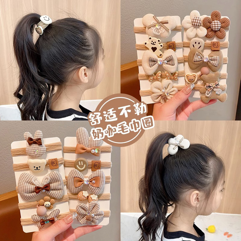 秋冬奶咖色女童发饰皮筋发圈女孩扎高马尾头绳儿童发绳不伤发皮筋