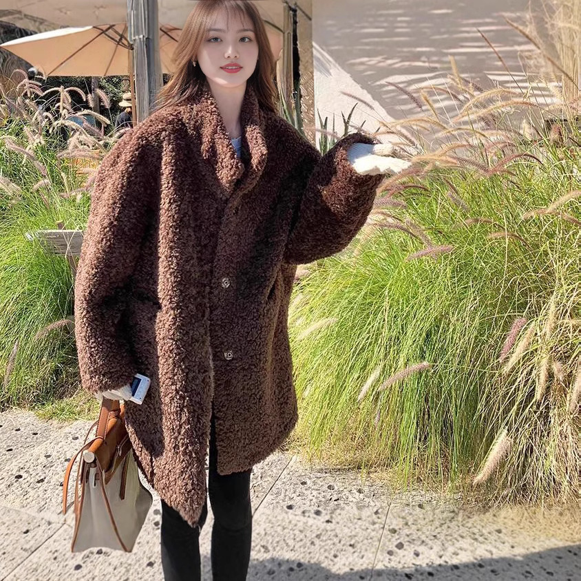 여자 겨울 두꺼운 모피 봉제\u2026 중장 한국식 모피 코트