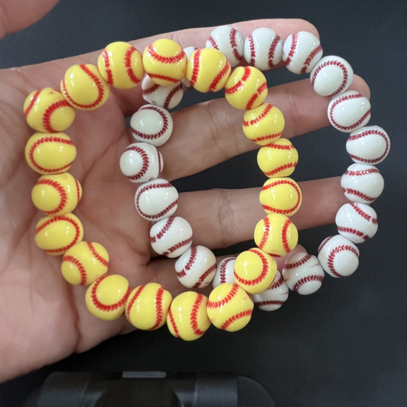 Fashionable white yellow baseball design bracelet