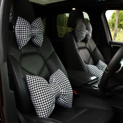 Dəbli Houndstooth avtomobil boyun və bel yastığı, yaradıcı rahat yastıq